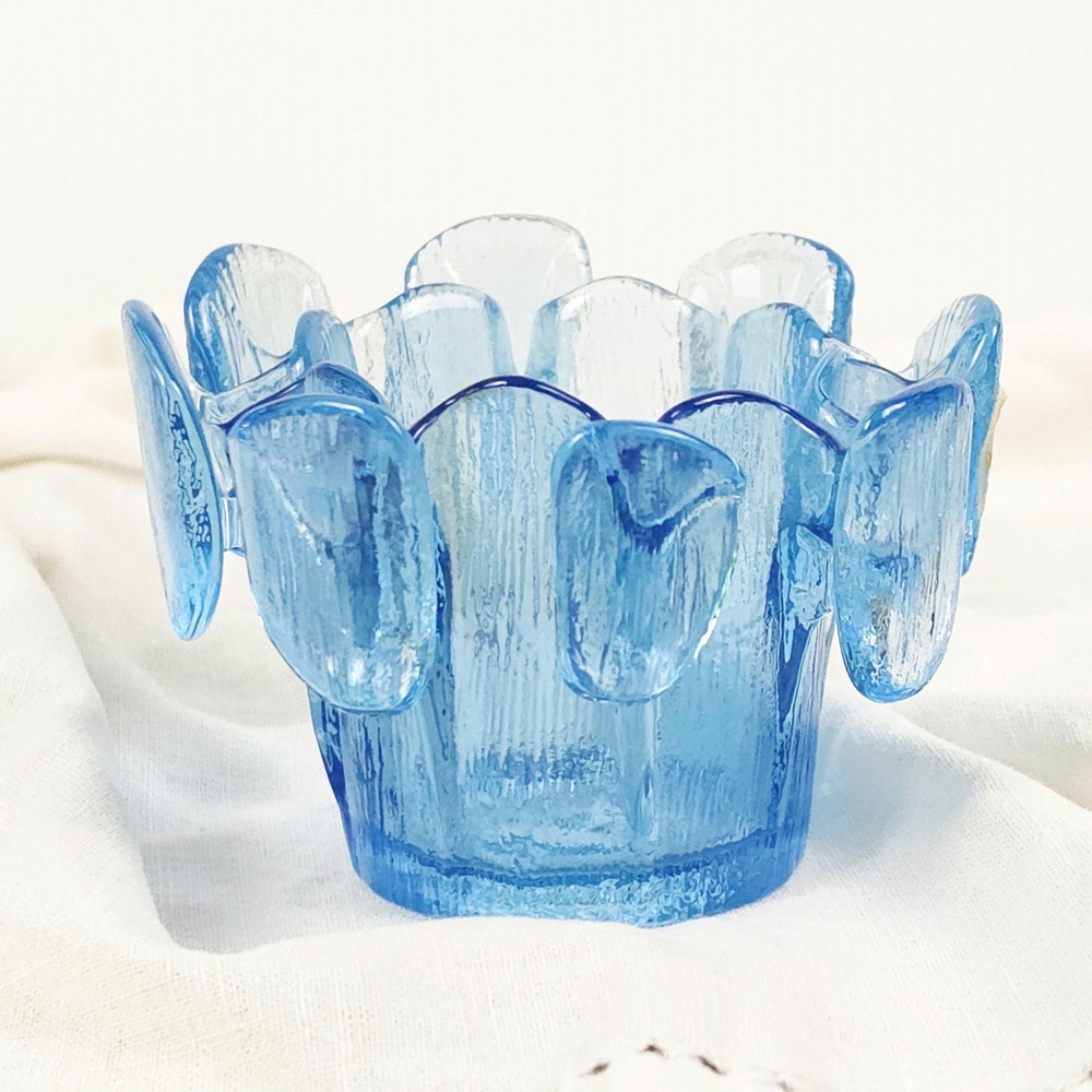 Viking Ice Blue Glass Votive Candle Holder